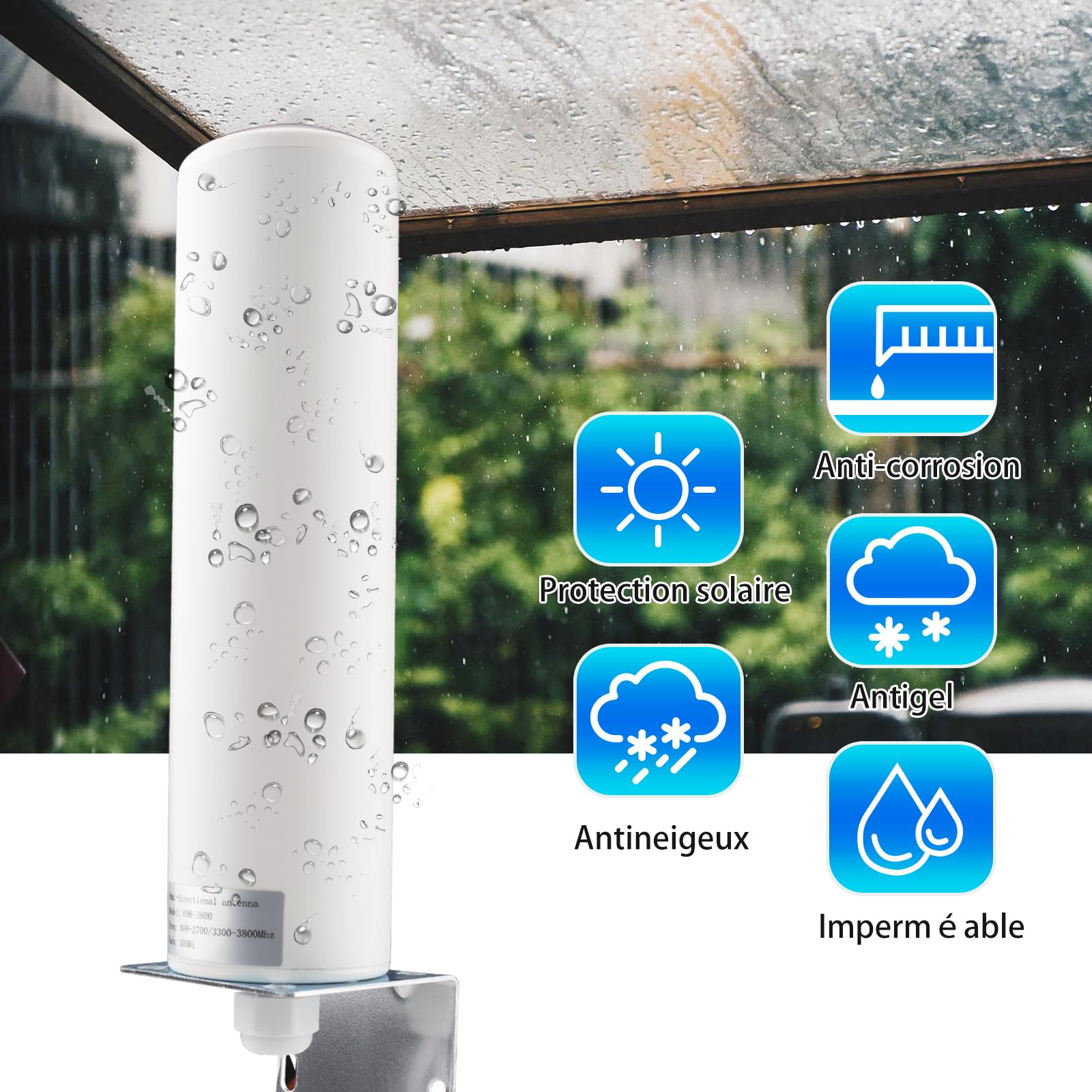 Antenne Extérieure Omnidirectionnelle 4G LTE 5G 10dBi 698-2700 3300-3800MHz SMA TS9 5M Câble pour Routeur Modem CPE