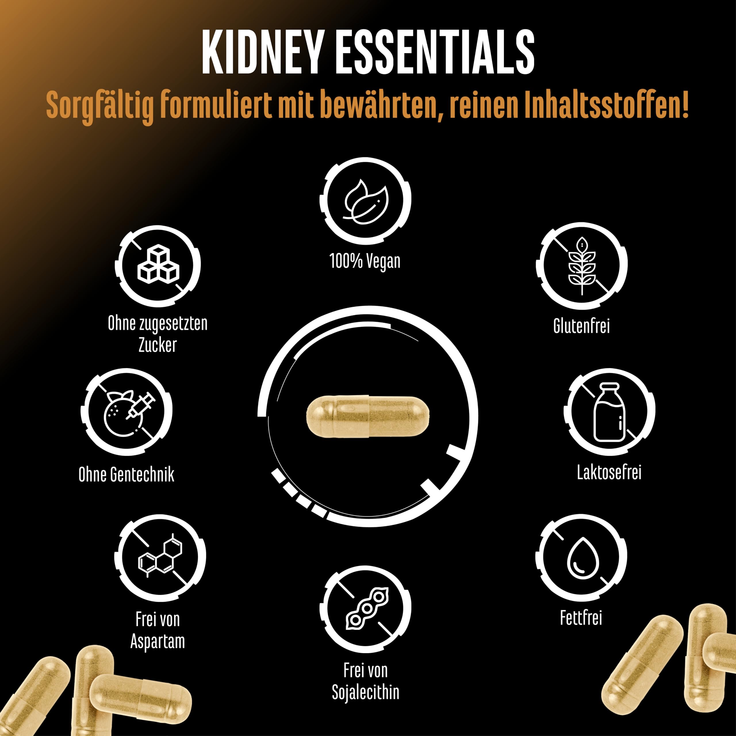 Kidney Essentials - 270 Kapseln - hochdosierter Botanical Flush Complex mit Extrakten aus Astragalus, Brennnessel, Sauerkirsche, Pinienrinde, Sellerie und Goldrute - Vegan