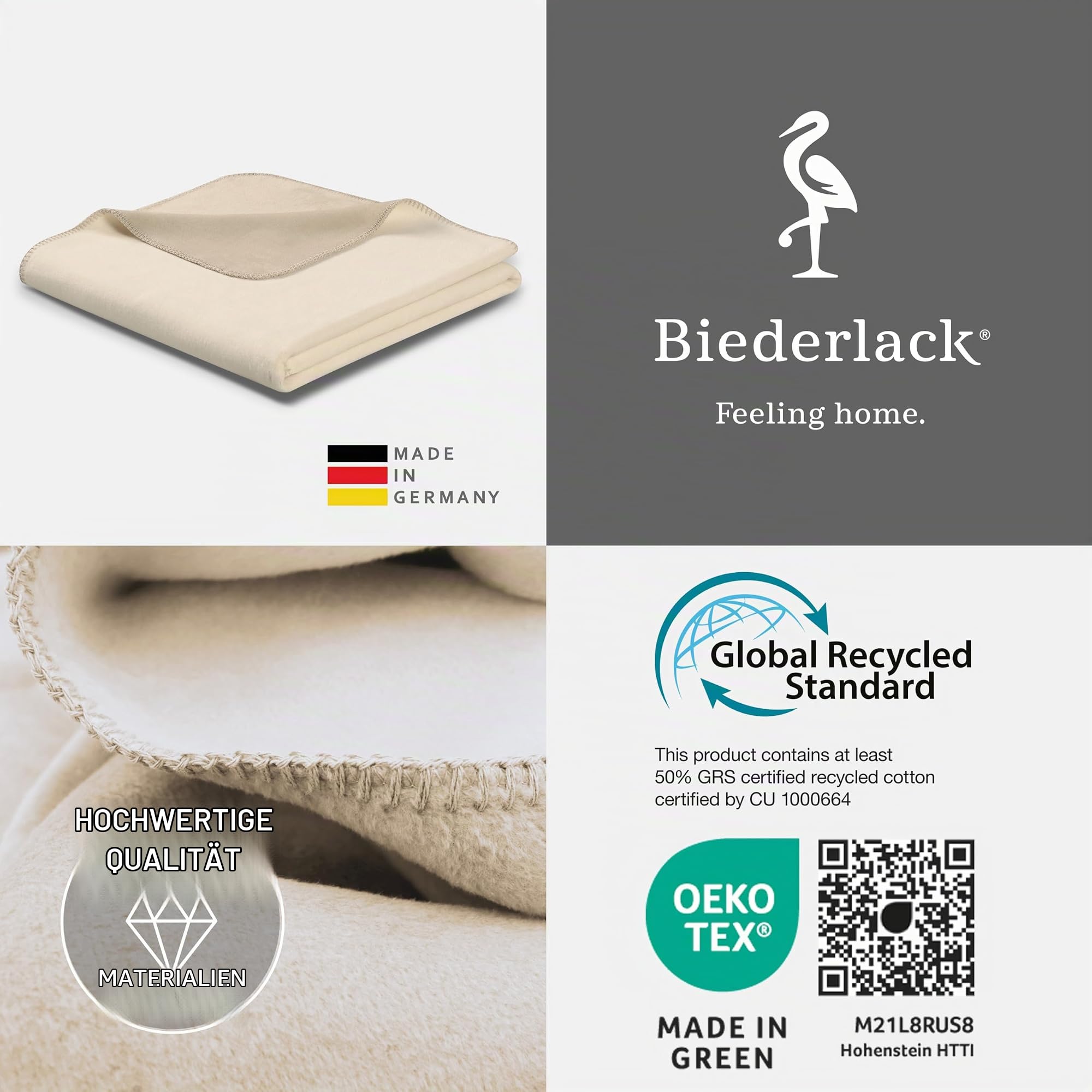 biederlack® weiche Wohndecke Cotton Doubleface, Sofadecke in 150x200 cm
