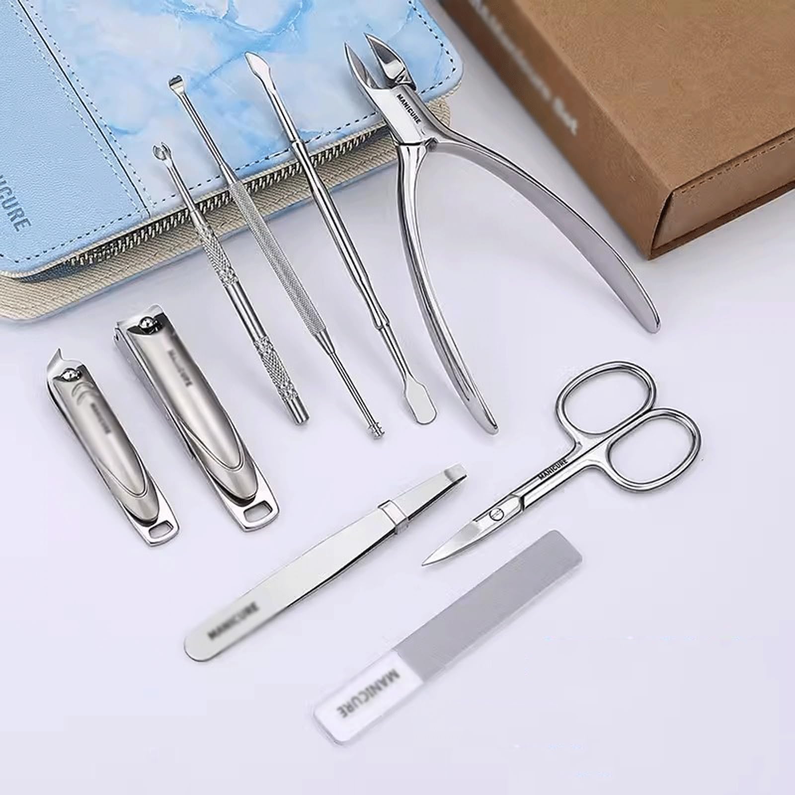 Maniküre Set Nagelknipser-Set for Damen, Hawkbill-Zange, Reparatur-Werkzeuge for graue Nägel, Spritzschutz, Nagelrille, spezieller Nagelknipser Nagelknipser(Blue)