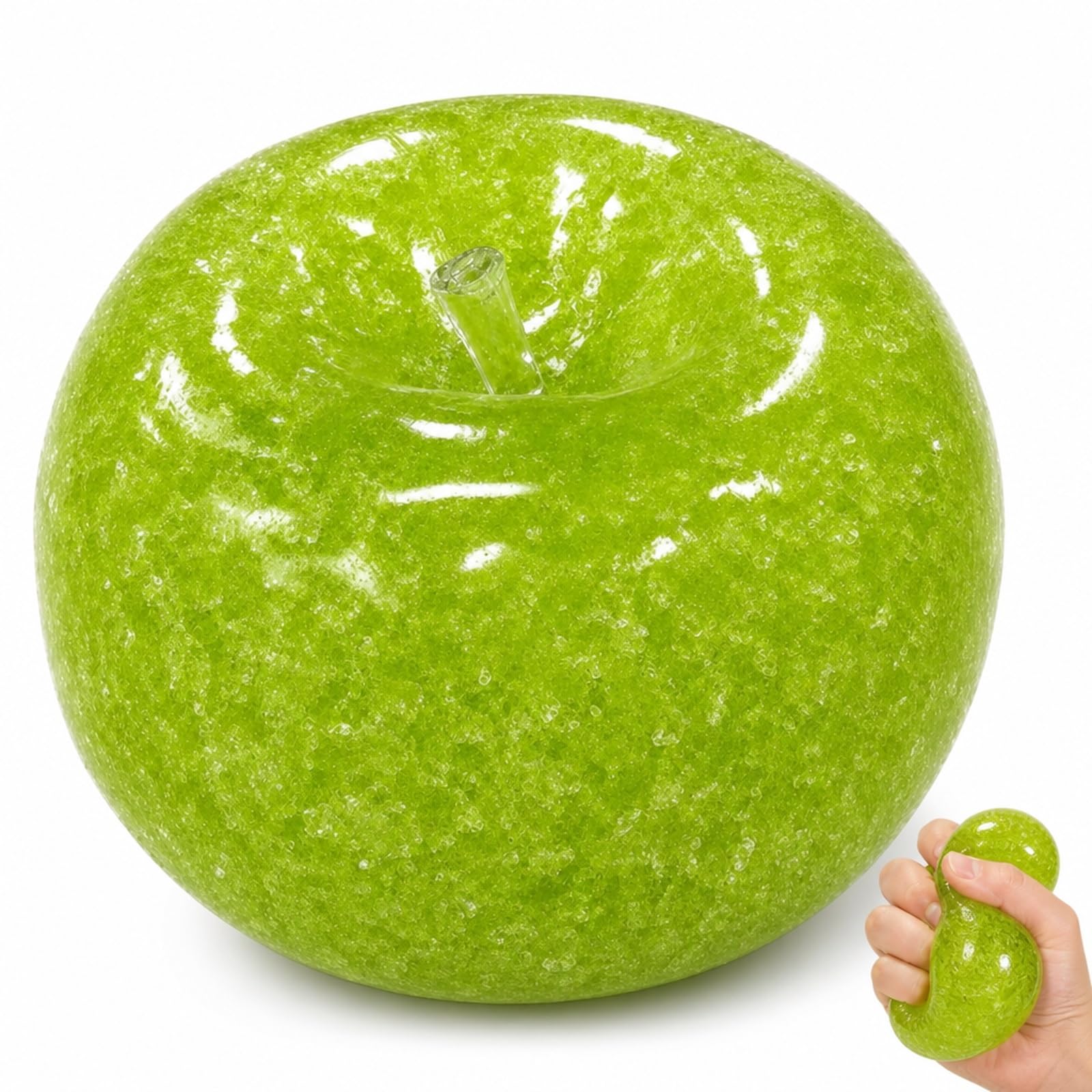 Slushy Squishy, Slushy Apple Squishy Desktop Ornament, 6 cm Textured Fruit Decoration for Home and Office Spaces, Soft Material Design for Desk Display, Single Piece Green Slushy Apple Collectible