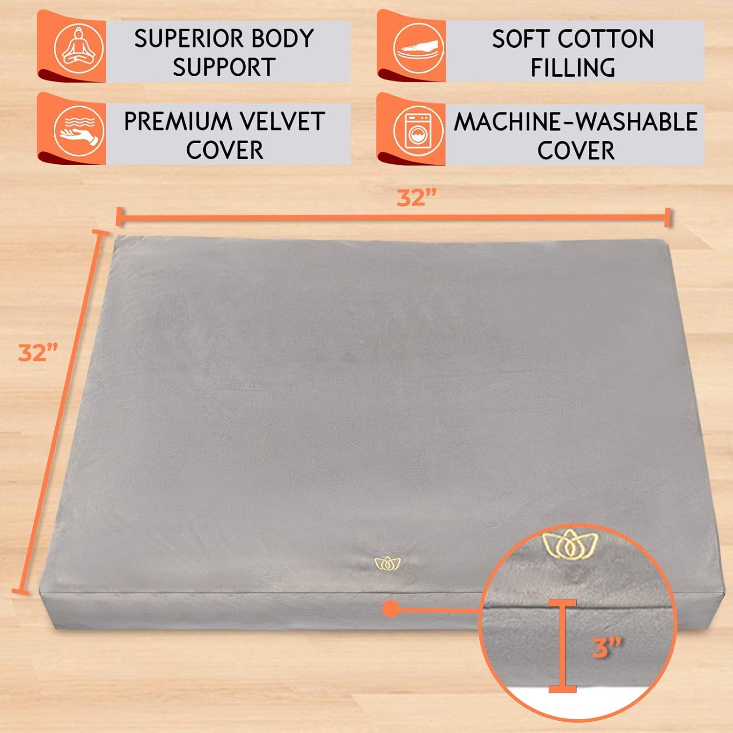 Florensi Meditation Cushion & Zabuton Meditation Mat Bundle- Premium Velvet Meditation Pillow for Women and Men,Washable Cover, Buckwheat Round Floor Pillow & 100% Cotton Square Floor Cushion : Home & Kitchen