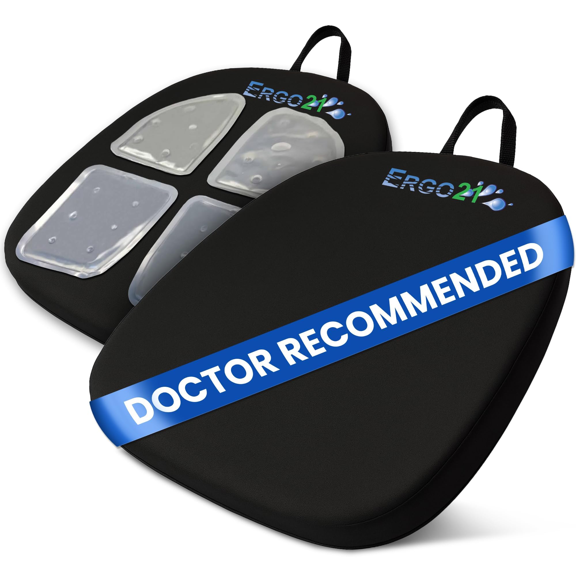 ERGO21 Travel Seat Cushion with LiquiCell Technology – Thin Orthopedic Butt Pillow for Sciatica, Tailbone, Coccyx & Back Pain – Seat Pad for Car Driving, Truck, Wheelchair, Airplane, Office, Home Use