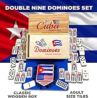 Vista 2 de PRK 14 Auténtico juego de dominó cubano doble nueve con estuche de madera viene con bandera de Cuba Autentico juego de Domino Cubano Doble nueve