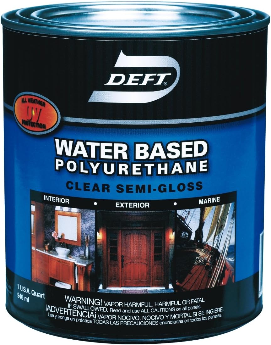 Deft Water Based Polyurethane Semi-Gloss Clear Waterborne Wood Finish 1 qt.