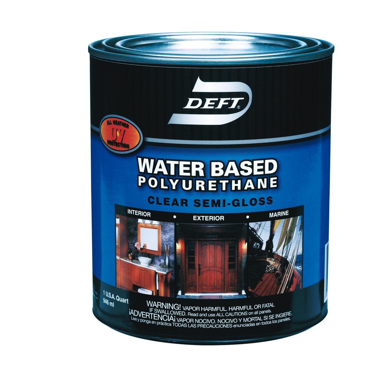 Deft Water Based Polyurethane Semi-Gloss Clear Waterborne Wood Finish 1 qt.