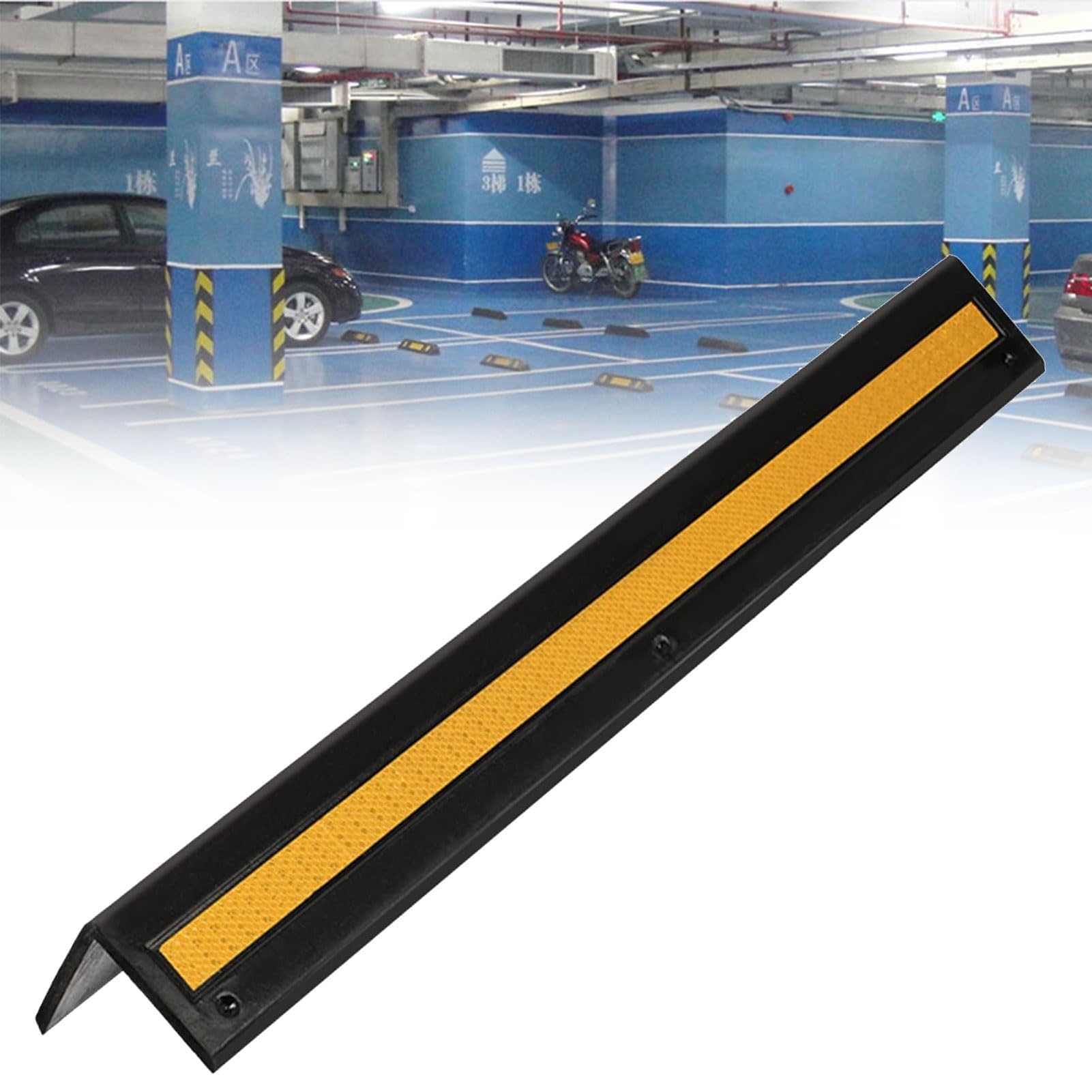 WDSOPK Reflective Wall Edge Protector - Yellow Rubber Strip, Garage L-Shape Wall Corner Guard, Easy Setup For Parking Aid, Warehouse,1pcs,120cm (1pcs 60cm)