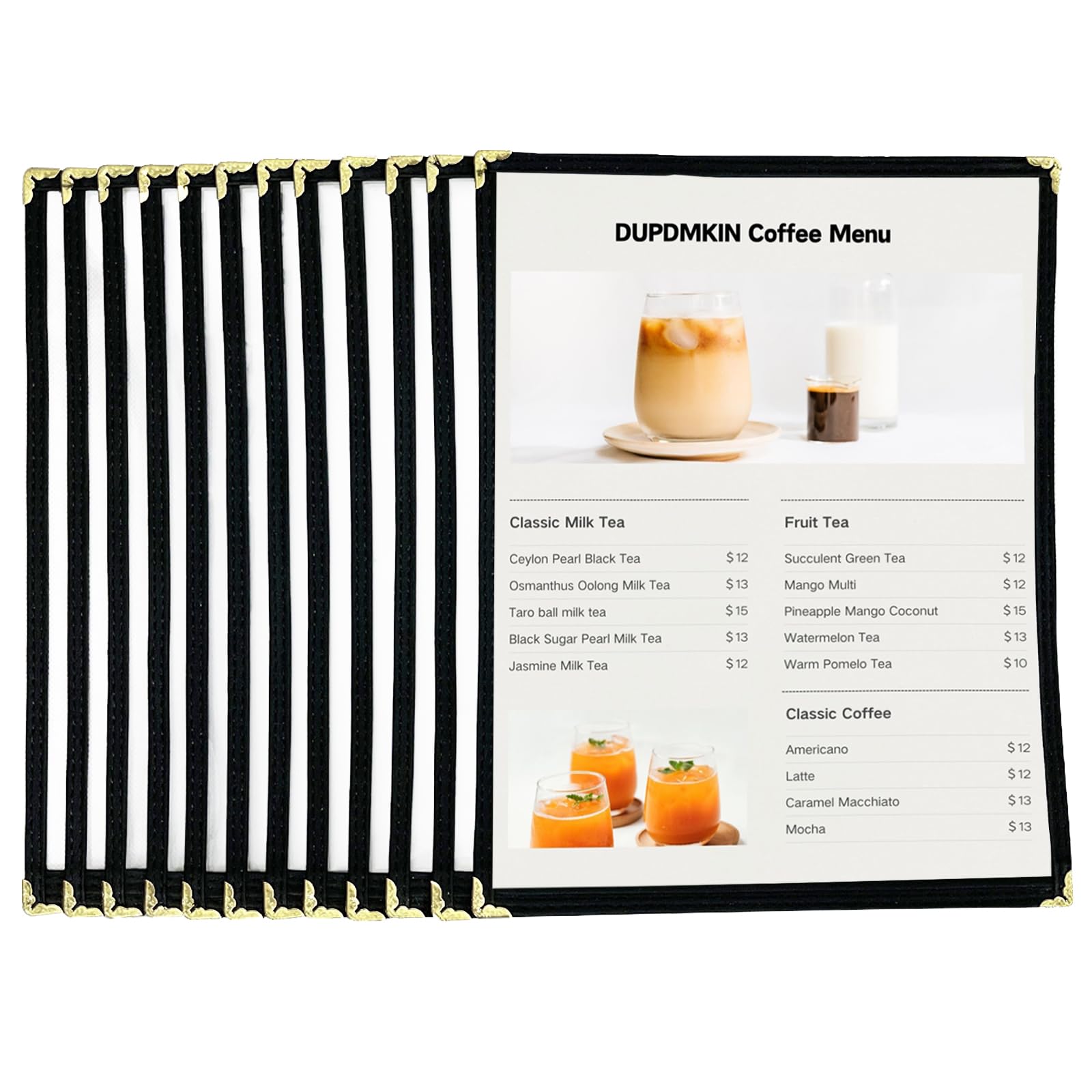 DUPDMKIN Menu Holder 12 Pack Menu Covers 1 Page 2 View Menu Covers 8.5 x 11 inch Menu Holders for Restaurant Transparent Vinyl Restaurant Menu Covers