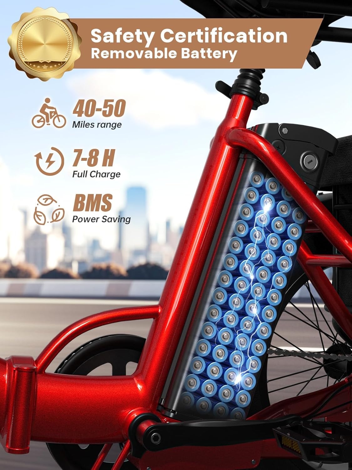QRONGE Electric Tricycle for Adults 960W Peak, 36V 15AH Battery Ebike 50 Miles Range with Large Rear Basket, Electric Trike 20"*4" Fat Tire, Max 20MPH 3 Wheel Folding Electric Trike for Adults(Lava)