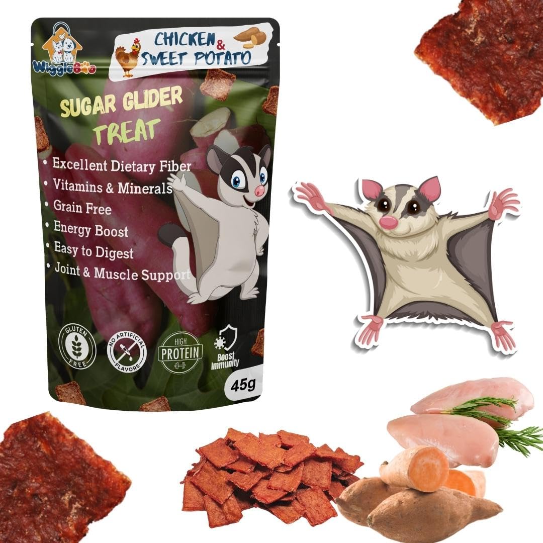 WiggleBoo Chicken & Sweet Potato Suger Glider Treat | Travel Friendly Pack | Protein Rich | Fiber Rich | Crunchy Healthy Snacks | 45g