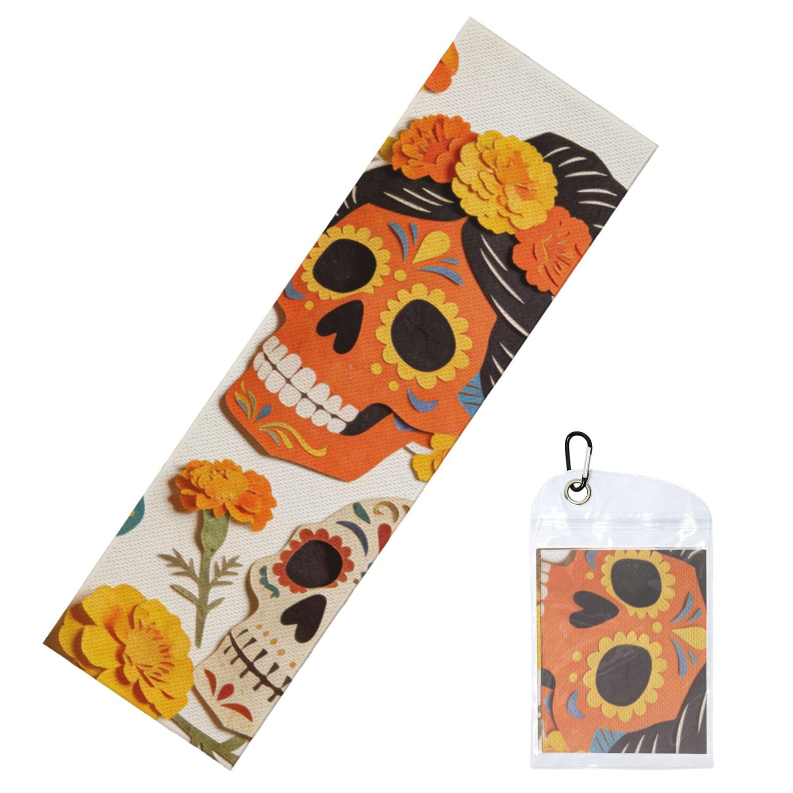 DUYIOKH Vibrant Sugar Skulls & Marigolds Print Cooling Towel, Portable Towel for Gym Workout Golf Beach World Cup Sports Hot Weather