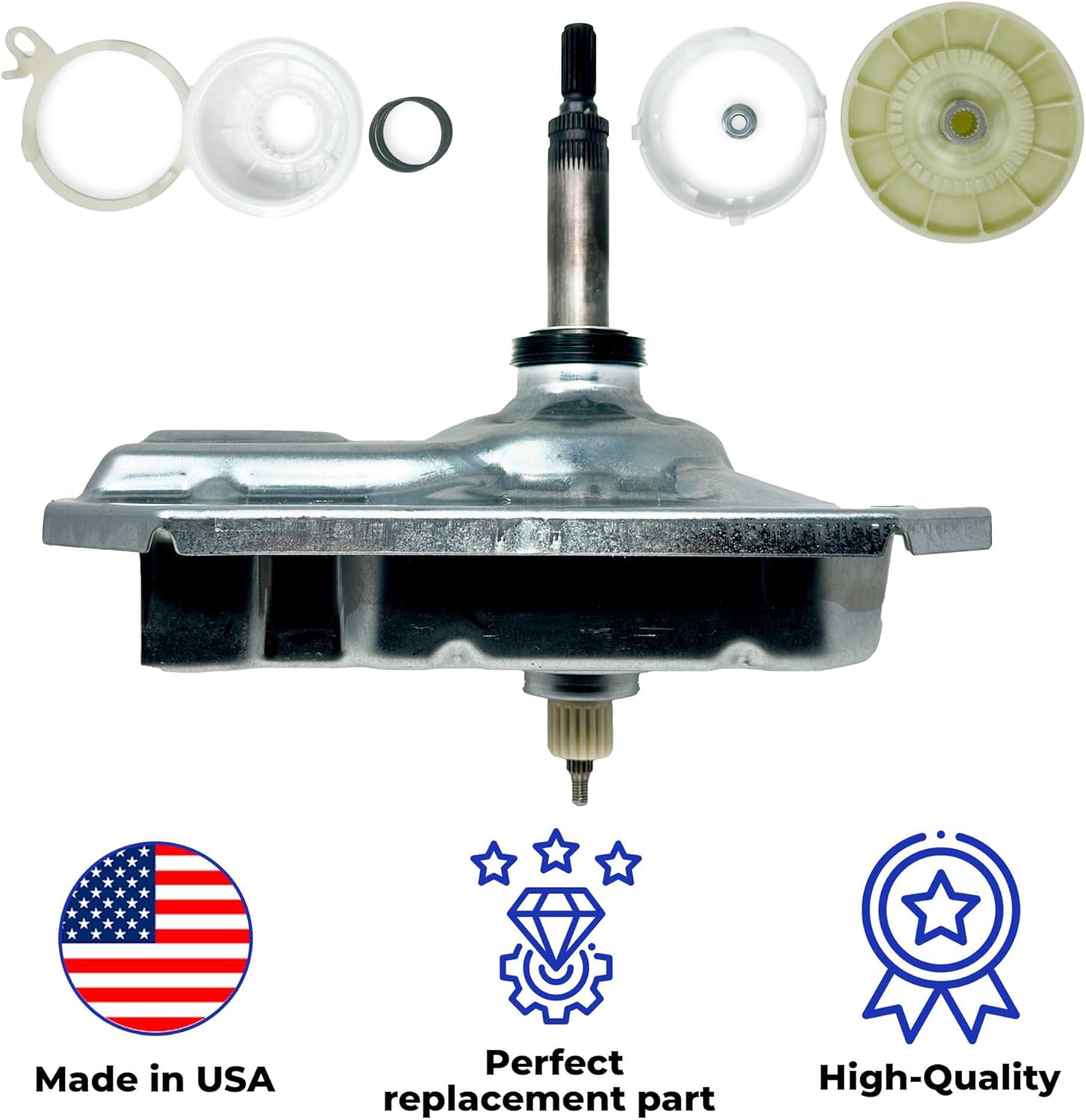 US-Based Supplier – W11454372 Washer Gearcase Assembly Durable OEM Transmission with W10721967 Washer Pulley Clutch Kit and W10006384 Washer Drive Belt - Replaces W10735110 W11255272 W11423758