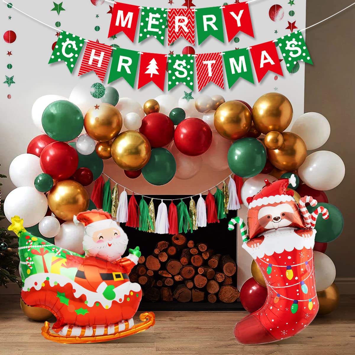 Ultimate Christmas Balloon Set for Merry Christmas Party & Stunning Holiday Background Decoration Perfect for Family, Office, and Festive