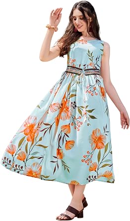 EthnicJunction Womens Silk Blend Anarkali Floral Print Kurta