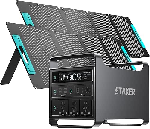 Portable Power Station M2000 with 2x200W Solar Panel 400W, 2008Wh