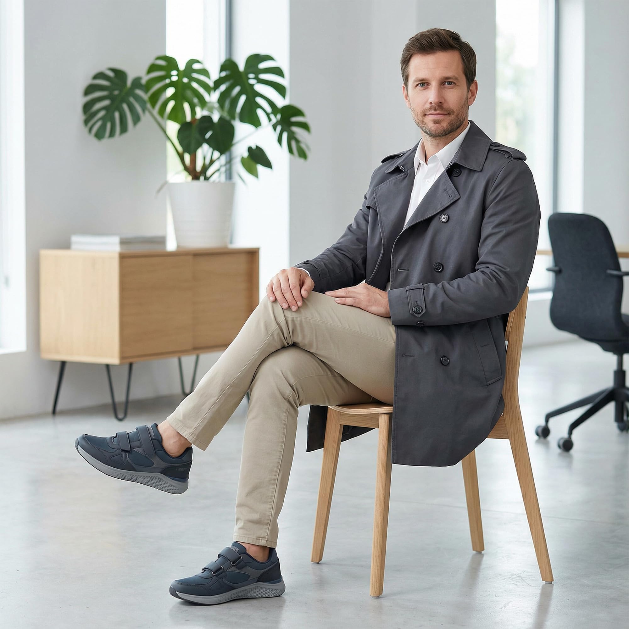 Sneaker Herren mit Klettverschluss Laufschuhe Dämpfung Leichte Sportschuhe Atmungsaktiv Turnschuhe Straßenlaufschuhe Outdoor Orthopädische Schuhe