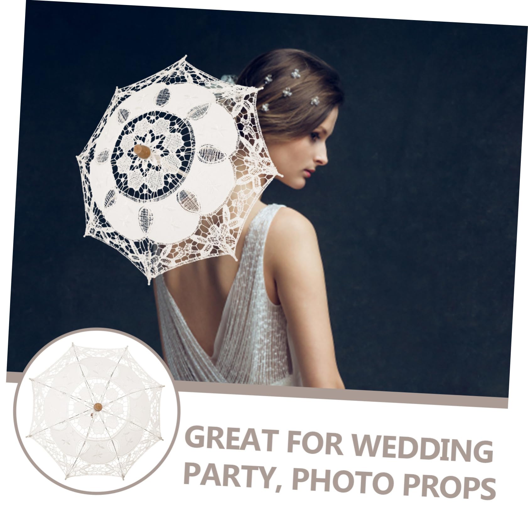 UPKOCH 3stücke Hochzeit Spitzen-regenschirm Eleganter Lace Parasol Aus Tragbarer Hochzeits-schirm Für Braut Und Fotografie Vintage Deko Für Tanzveranstaltungen Und Feiern