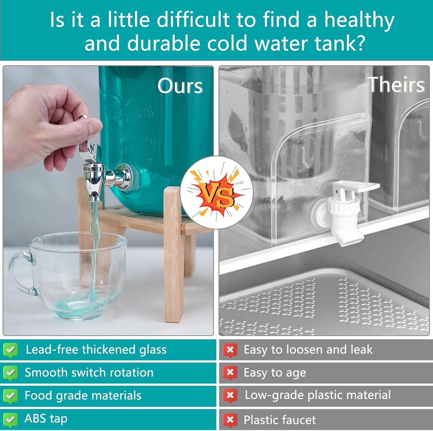 1 Gallon Glass Drink Dispensers for Parties - 2Pack Beverage Dispenser with Stand, Drink Containers with Leakproof Spigot Used As Lemonade Juice Punch Dispenser - Image 7