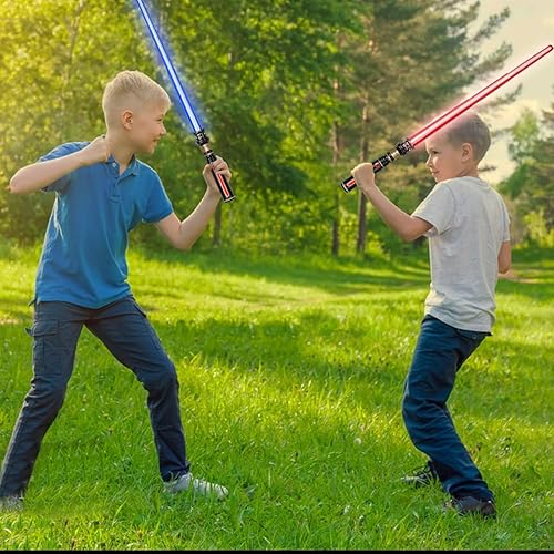 Miniatura 6 de HMBTEN Sable de luz, paquete de 3 sables de luz, sables de luz para niños con sonido FX, sable de luz expandible para guerreros y guerreros de la