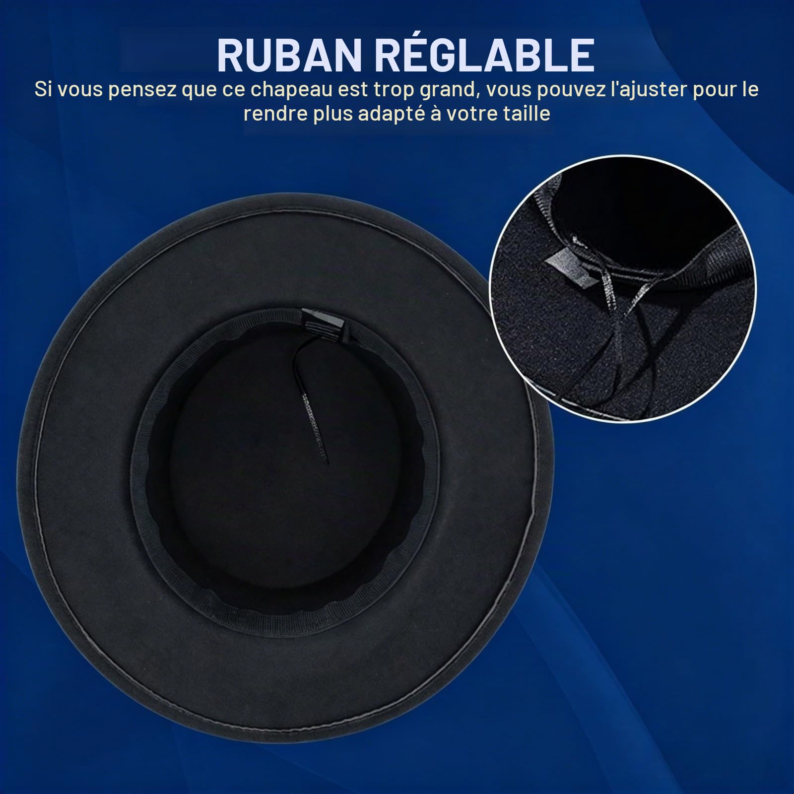 Chapeau Plat Unisexe Classique Noir Tendance Fedora d'église Derby Casquette élégante Jazz Chapeaux à Large Bord Casquette Derby Parfaite pour fête de Mariage