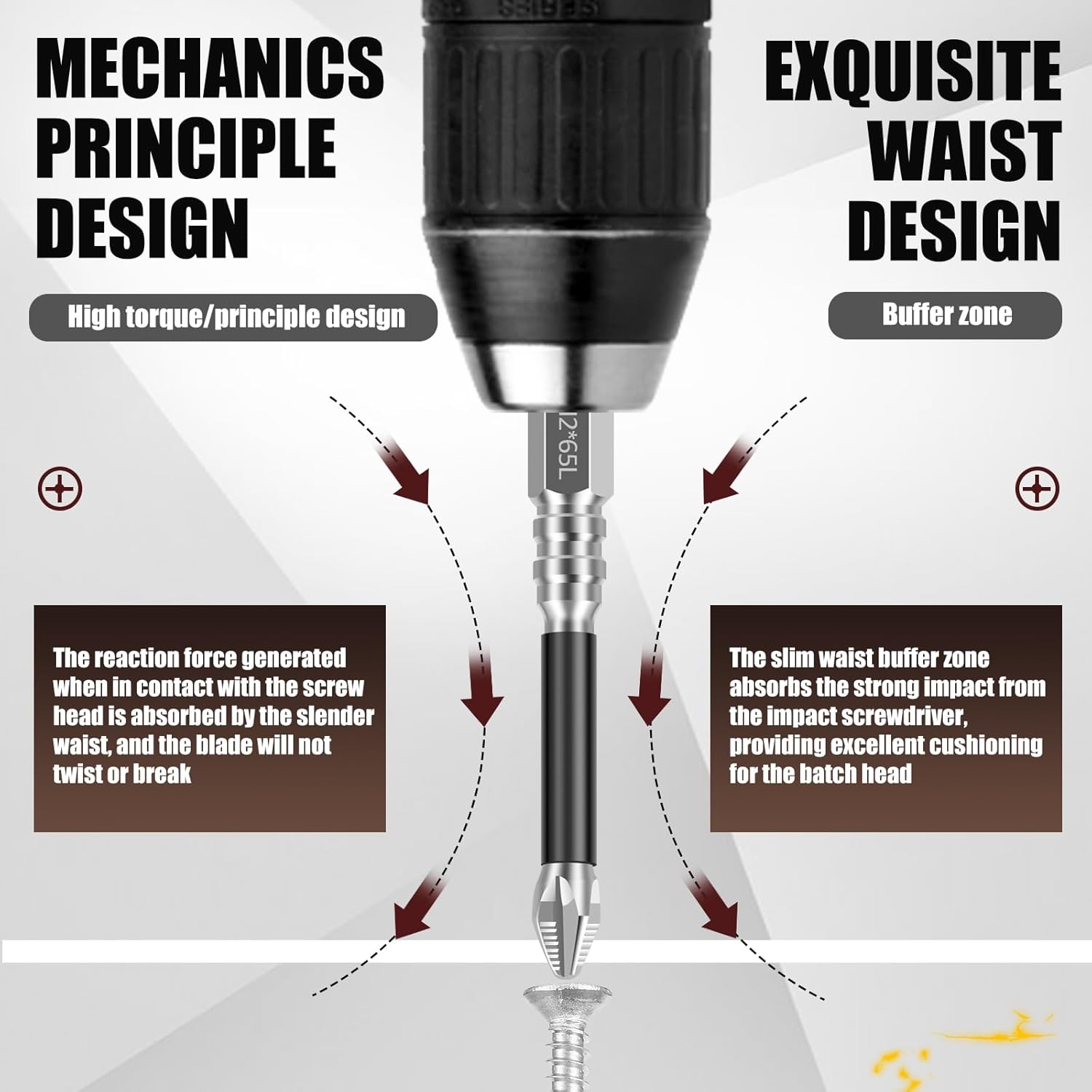 24pcs Impact Screwdriver Bit Set, 1/4" Hex Shank Magnetic Drill Bits with Anti-Slip Design – Alloy Steel Phillips Head Bits for Electric Screwdriver, Power Drill, DIY (25/50/65/70/90/150mm, 4 Each)