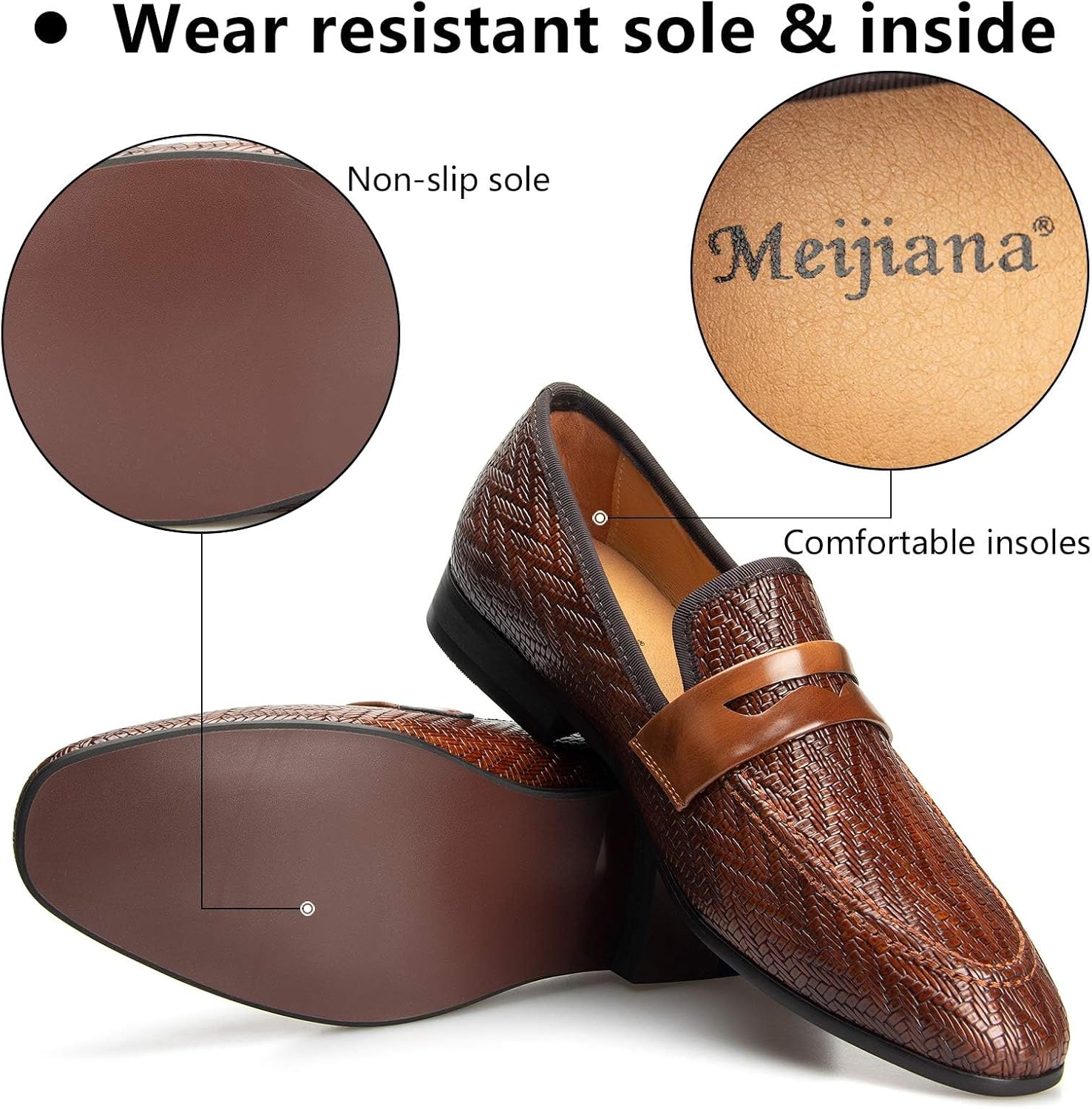 Meijiana Men's Velvet Loafers - Fashion Casual Low-Heel Dress Shoes for Men with Rubber Sole & Metal Buckle - Perfect Business & Formal Attire, Stylish Mens Shoes - Image 4