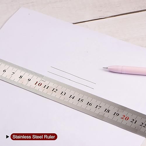 Miniatura 6 de 3 reglas de acero inoxidable de 16 pulgadas de largo x 128 pulgadas de grosor x 1-17 pulgadas de ancho y herramientas métricas de medición de borde