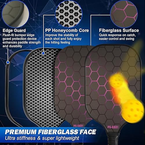 Miniatura 3 de Paletas de pickleball de fibra de vidrio de grado profesional - Certificado USAPA  Diseño ligero y duradero  Ideal para principiantes y uso doméstico