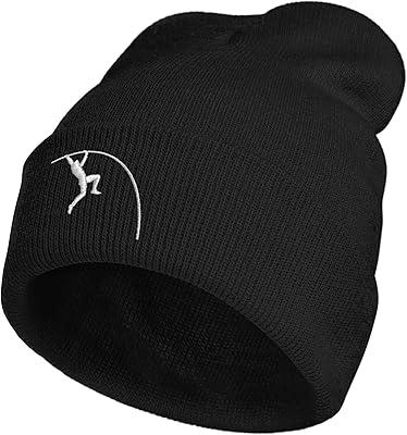 Pole Vault Sportsman Athlete Silhouette1 Embroidery Beanie Knit Hats for Men & Women, Embroidery Winter Hats Skull Cap