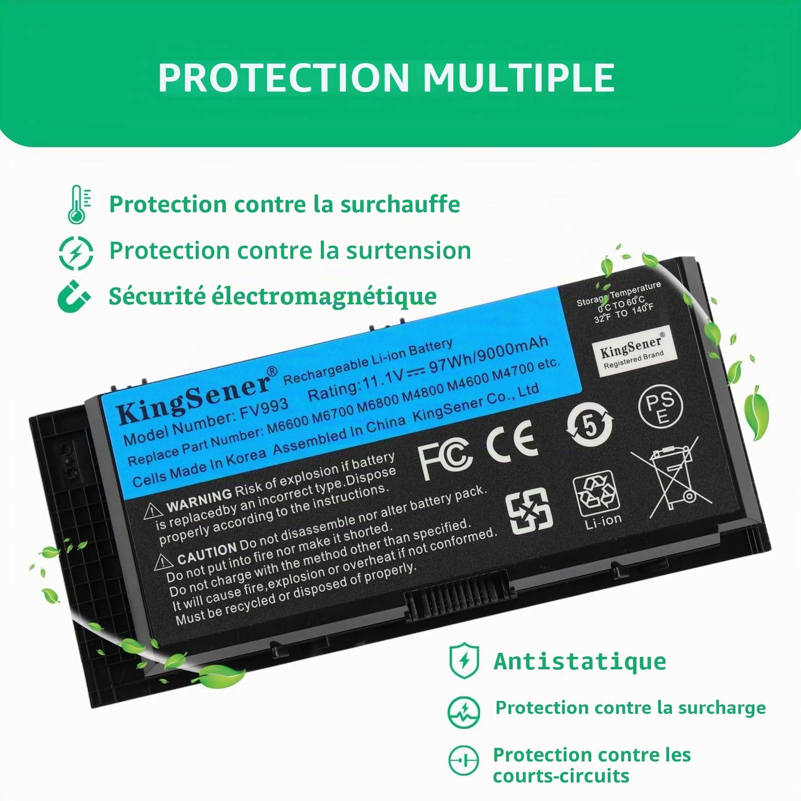FV993 Batterie pour Dell M4600 M4700 M4800 M6600 M6700 M6800