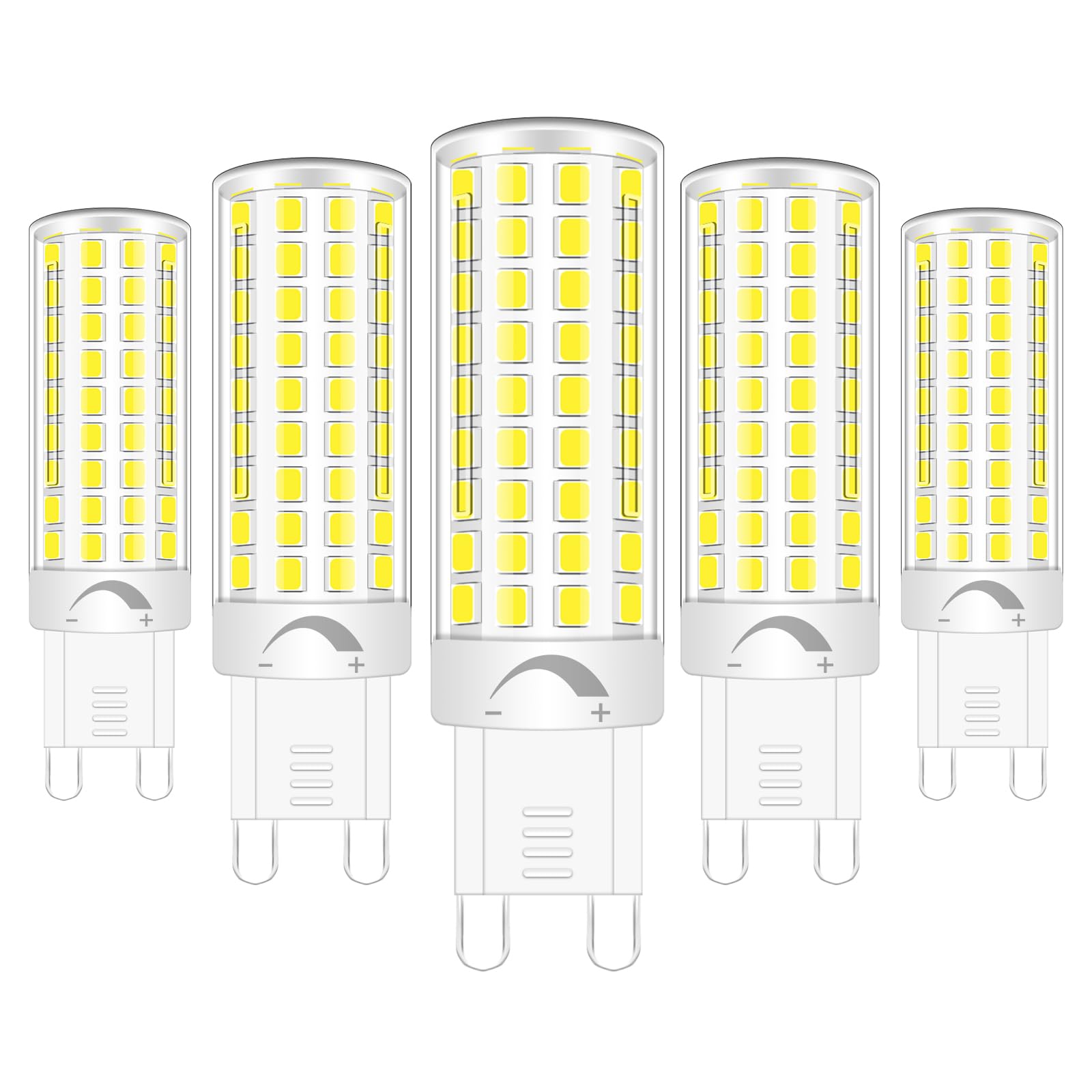 ZHENMING G9 Dimmable LED Light Bulbs Cool White 60W Halogen Bulb Replacement 806LM G9 6W LED Bulb for Hallway Light Chandelier Lighting, 5-Pack