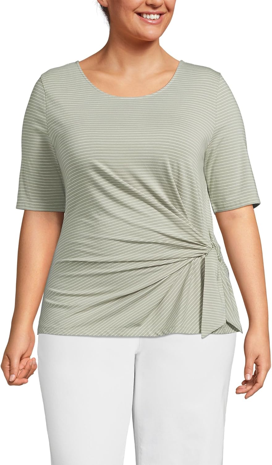 Lands' End Women's Lightweight Jersey Tie Front Top