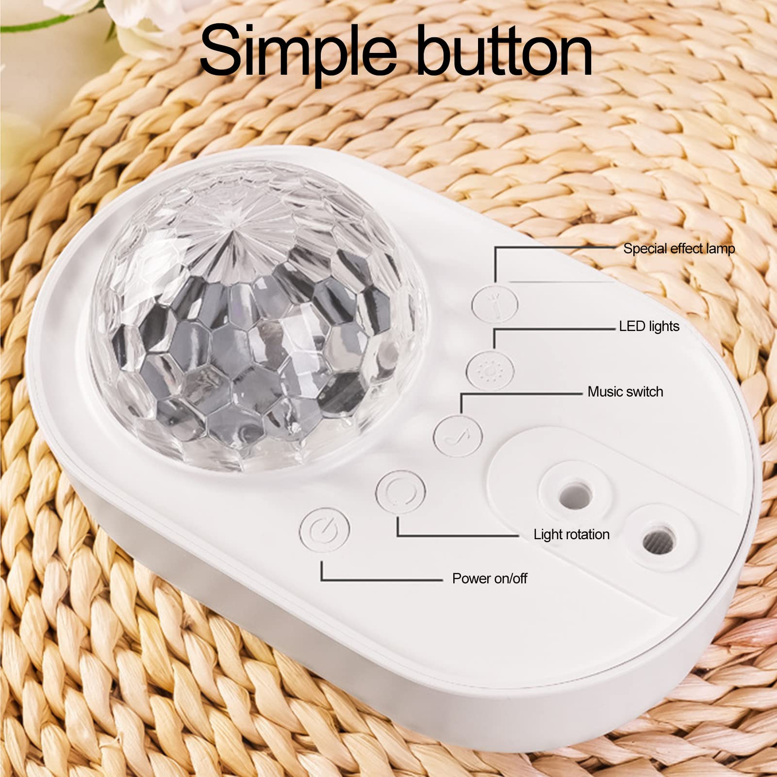para proyector de luz Nocturna Estrellada, Brillo Ajustable, proyección de Cielo giratoria, 10 Modos de iluminación, Control Remoto, Cambio de Color con música, Material