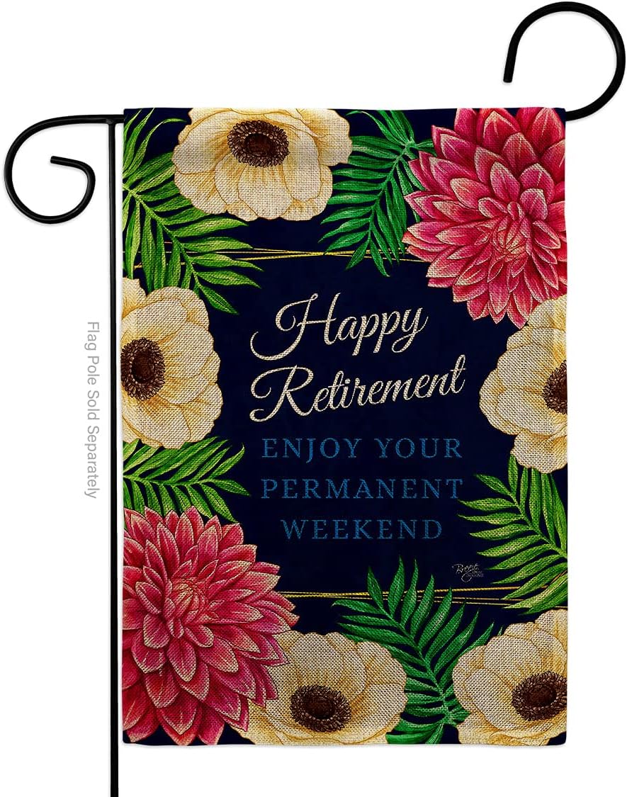 Enjoy Retirement Garden Flag Set Mailbox Hanger Celebration Happy Retired Veteran Congratulations Occasion Anniversary Party Small Decorative Gift Yard House Banner Double-Sided Made In USA 13 X 18.5