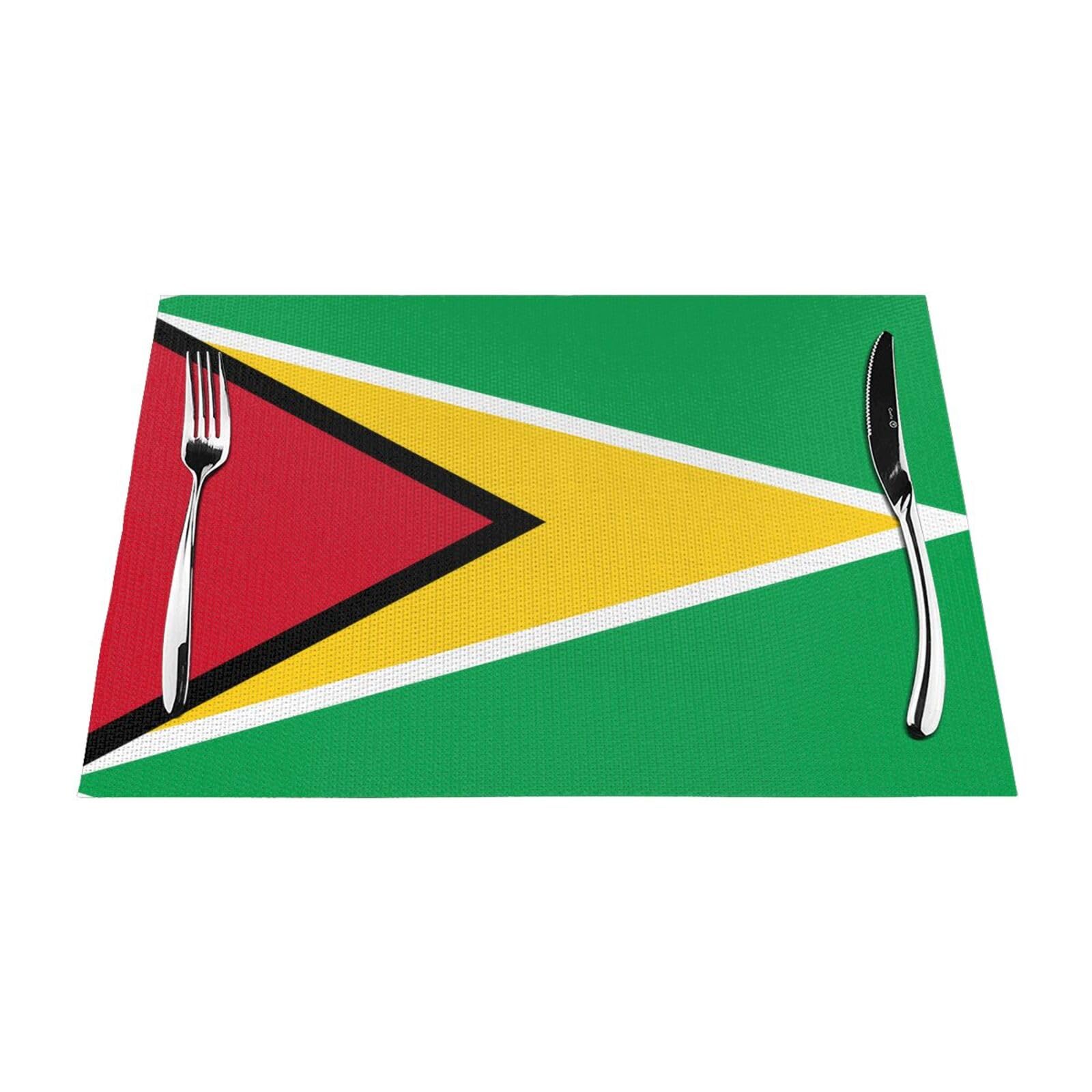 Flag of Guyana 6 Pcs Patterned Woven Placemats are Non-Slip and Heat-Resistant and Complement Any Table