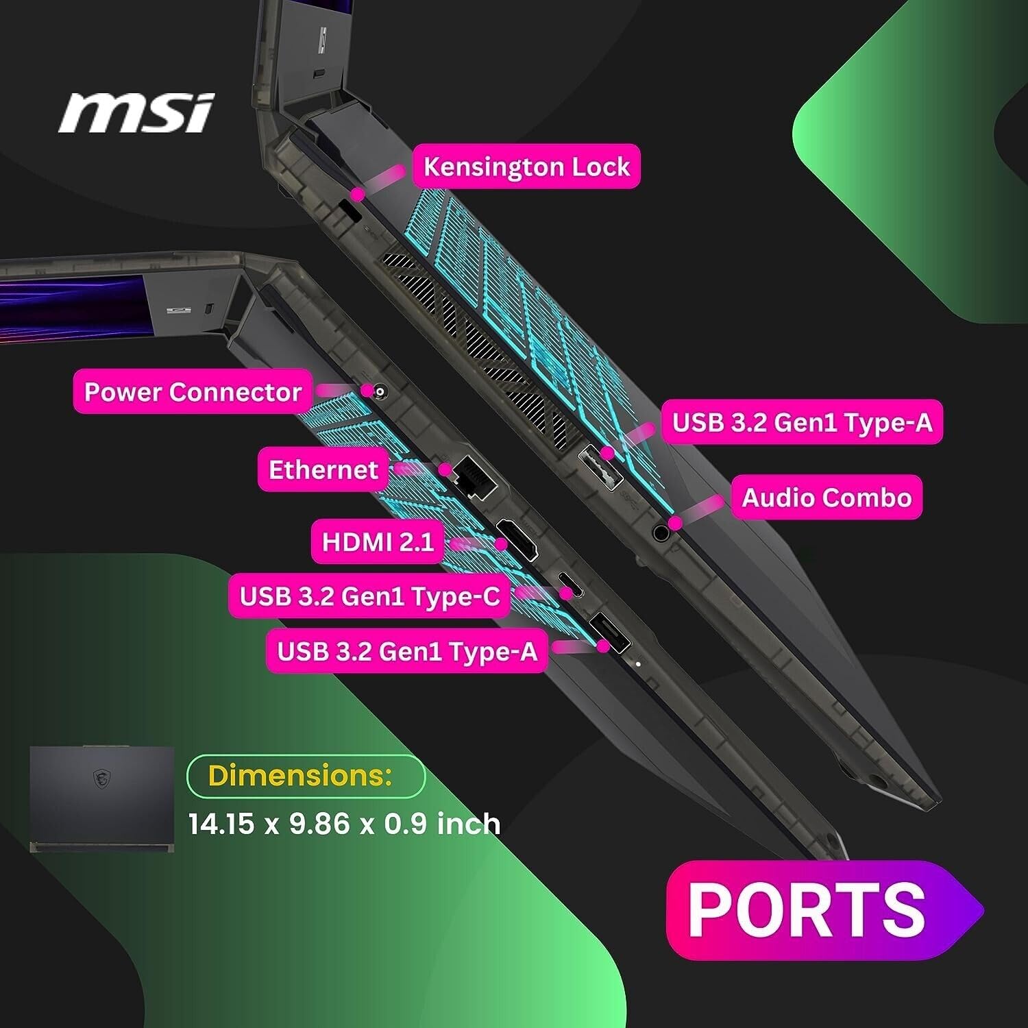 MSI Cyborg 15 Gaming Laptop, 15,6 pollici FHD 144Hz Display, Intel Core i7-12650H, NVIDIA GeForce RTX 4060, 16GB DDR5 RAM, 1TB SSD, Webcam, Tastiera retroilluminata, Wi-Fi 6, Windows 11 Home, Nero