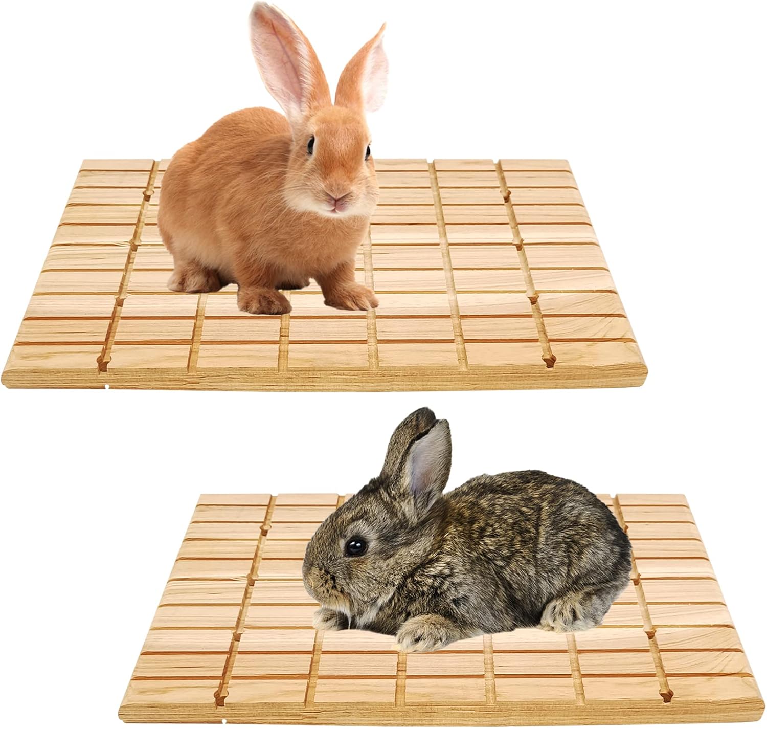 Tfwadmx 2 Pack Rabbit Wooden Scratch Board Bunny Claws Scratching Pad Guinea Pigs Digging Platform Teeth Grinding Toys for Small Animal Hamster Chinchilla Hedgehog