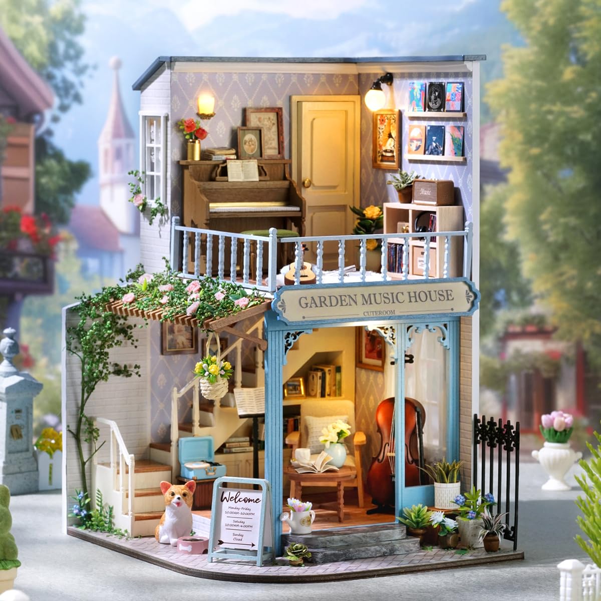 CUTEROOM Miniature House Kits For Adults,Mini Dollhouse Wooden Furniture Kit