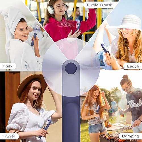 Miniatura 7 de Nezylaf Mini ventilador de mano portátil, pequeño ventilador personal recargable con bolsillo de banco de energía de diseño para viajesregalos de