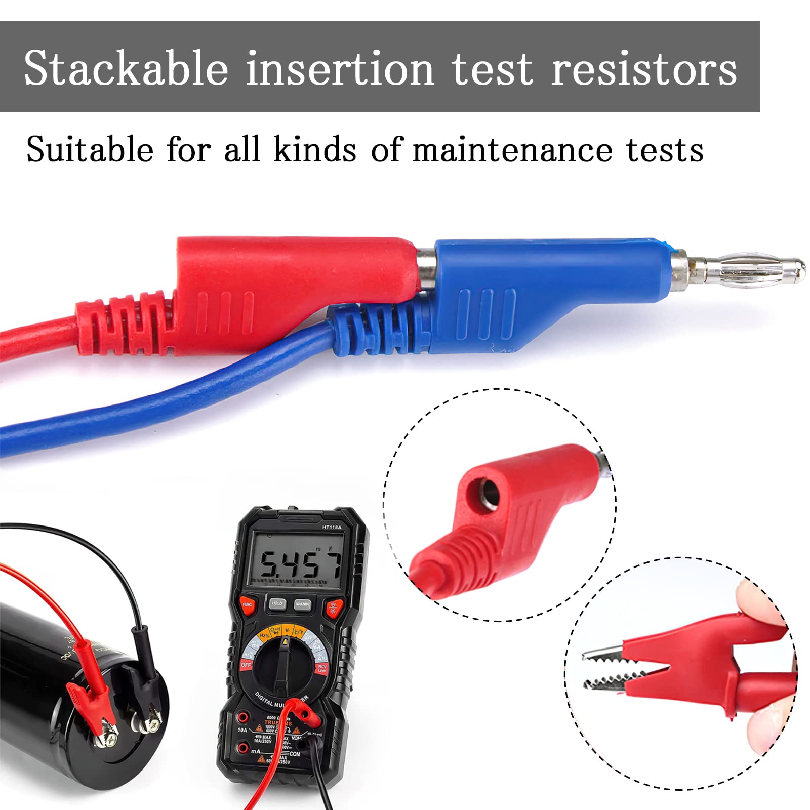 Puntali Multimetro Con Clip Coccodrillo - Set Da 5 Cavi Da 1m, 4mm - Foto 11