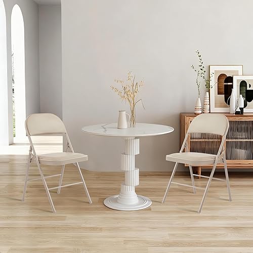 Miniatura 6 de Alpen Paquete de 2 sillas plegables acolchadas de cuero, marco de acero, portátil, apilable, comercial, cómodas para el hogar, oficina, fiesta,