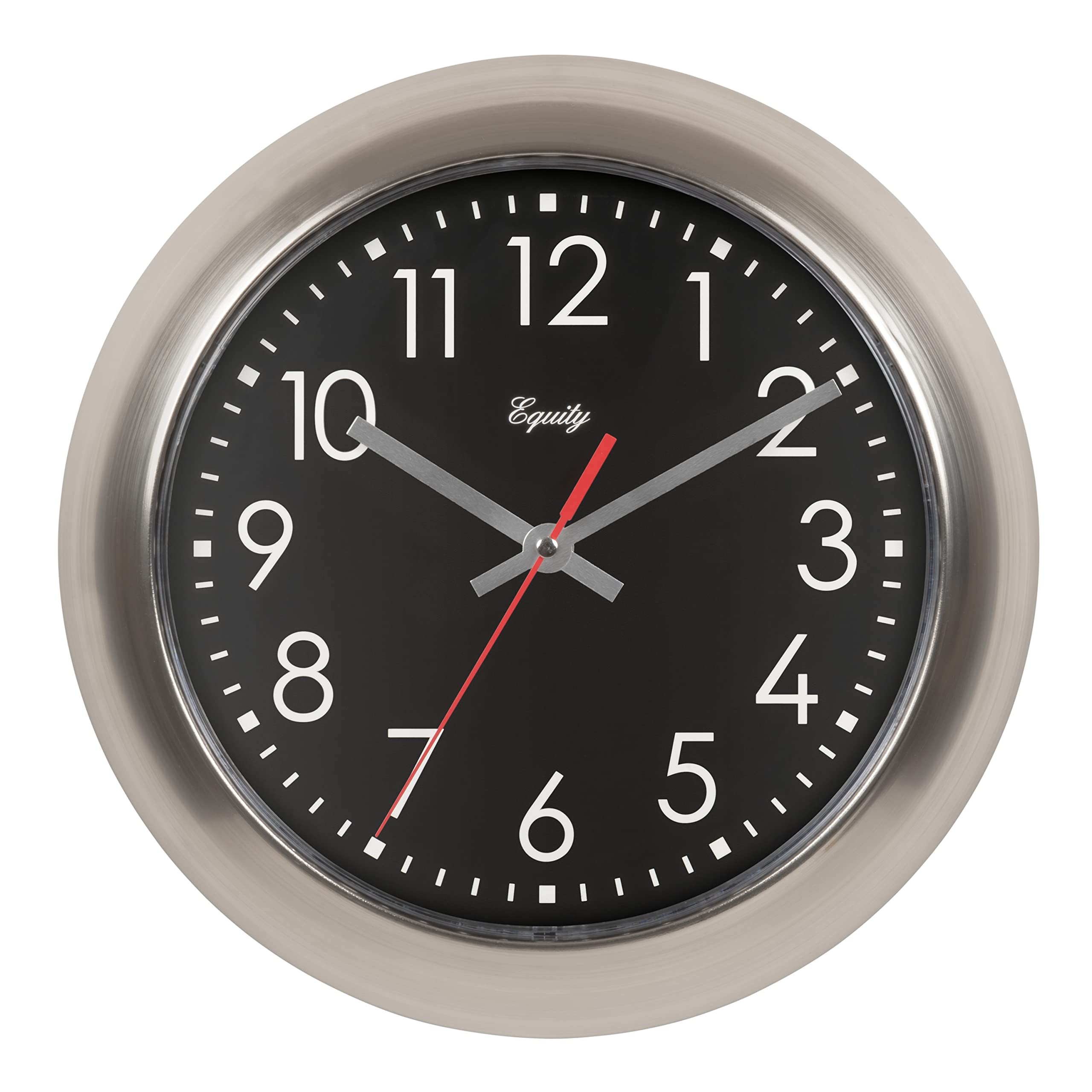 Photo 1 of Equity 11 in. Brushed Titanium Silent Quartz Wall Clock