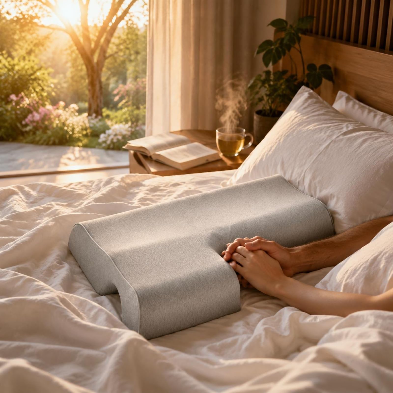 Cuscino per Coppie Antiformicolio Ortopedico Memory con Scelta Lato Destro Sinistro per, Grigio Scuro - Modello Braccio Sinistro, Cuscino Per Coppia 80 48 11cm