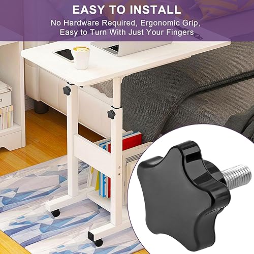 Miniatura 67 de Pomo de estrella de rosca M8 x 1.575 in, 4 unidades, mango de sujeción hexagonal de plástico, tornillo de apriete manual para reemplazo de base