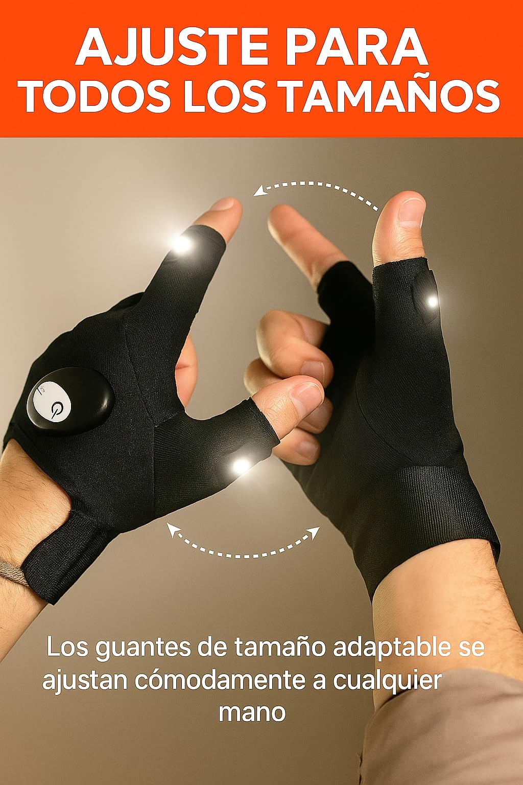 2 Pares de Guantes con Luz LED – Pesca, Camping, Reparaciones – Regalo Original para Hombres – Manos Libres con Linterna – Baterías Incluidas