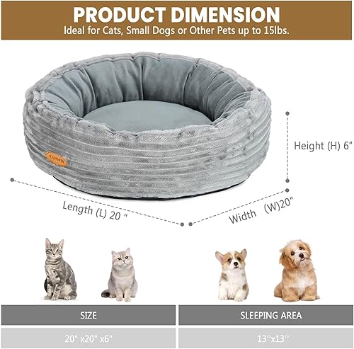 Miniatura 5 de Cama para gatos, cama para gatos de interior, cama de gato con forma de dona de 20 pulgadas para gatos y perros pequeños, cama redonda lavable para