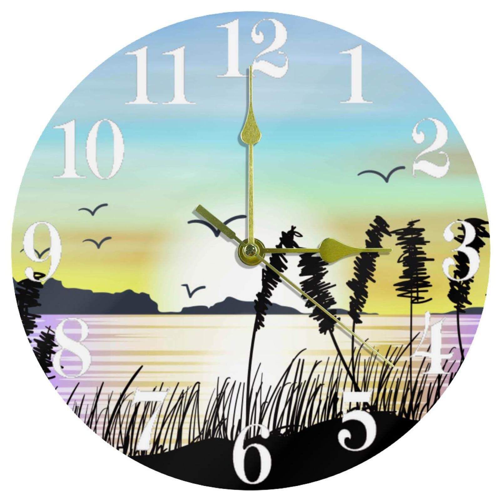 Horloge murale à pile pour salon avec affichage clair et aiguilles fluides de 25cm