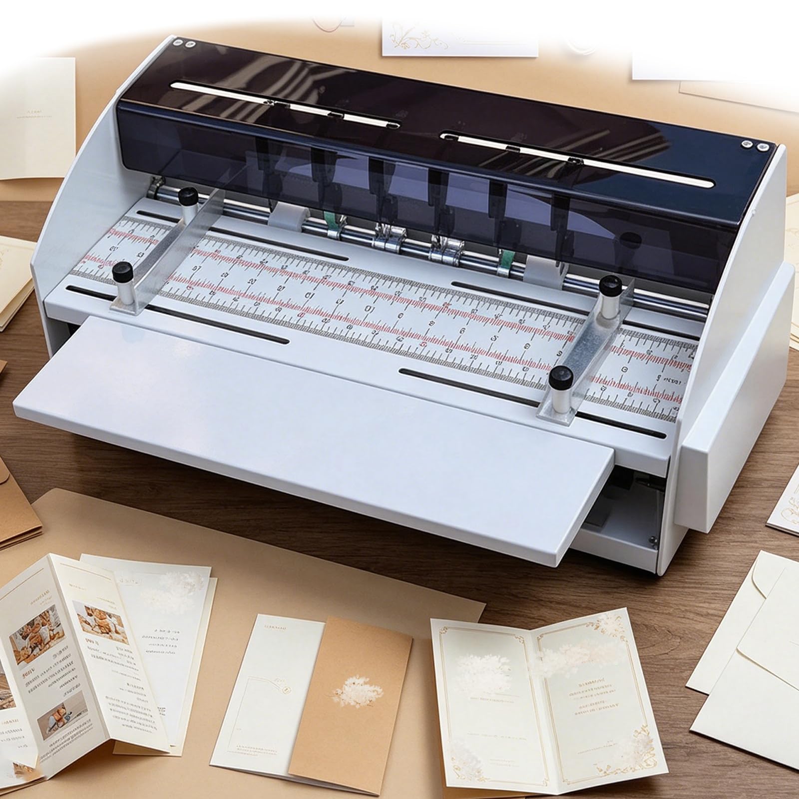 BITYCOW 3-in-1 Electric Paper Creaser Scorer, 470mm/18.5inch Width, 500gsm Thickness, Heavy Duty Metal with Scale Ruler, for Offices & DIY Crafting