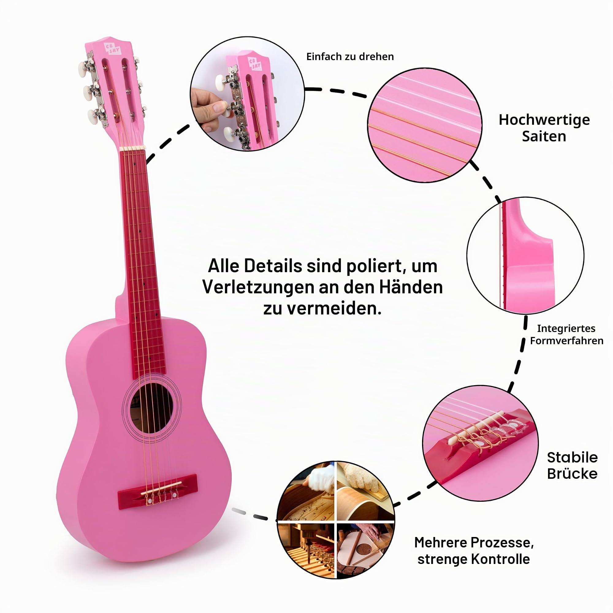 Akustikgitarre 76cm Nylon Saiten Pink Kinder Anfänger Schüler