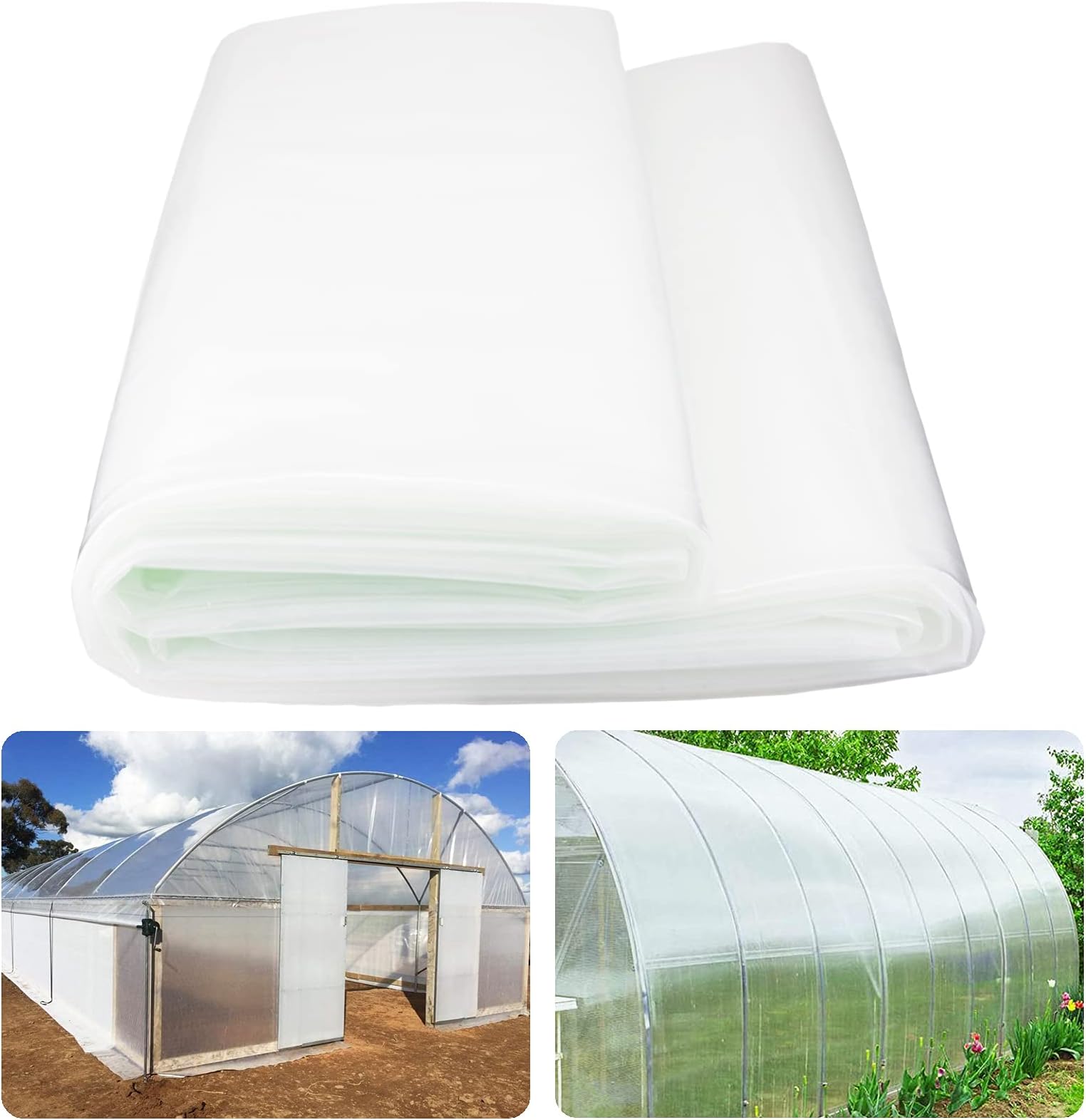 Inslat 6 mil Greenhouse Plastic Film Sheeting Cover, 10' x 26' UV Resistant Polyethylene Film, 4 Year Green House Hoop Supply Farm Plastic Cover